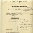 Registo de velocípede de marca Opel, com o nº 2137, em nome de Jysse Perste, morador em Galamares.