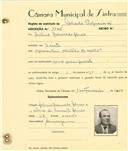 Registo de matricula de cocheiro profissional em nome de António Bernardo Alves, morador na Baratã, com o nº de inscrição 1146.