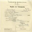 Registo de velocípede de marca Olympique, com o nº 3413, em nome de Batista Marcos, morador em Alfaquiques.
