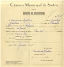 Registo de velocípede de marca Pombal, com o nº 7464, em nome de Benvindo Martins, morador em Nafarros.