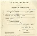 Registo de velocípede de marca La Guide, com o nº 3187, em nome de David Mandel Rosentein, morador em Banzão.