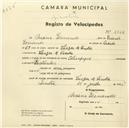 Registo de velocípede de marca Olympique, com o nº 2622, em nome de Mário Fernandes, morador em Várzea de Sintra.