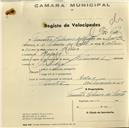 Registo de velocípede de marca Nacional, com o nº 604, em nome de Timóteo Libanio dos Santos, morador em Belas.