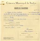 Registo de velocípede com o nº 7842, em nome de Eugénio de Assis Machado, morador em Queluz.
