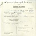 Registo de velocípede com o nº 5711, em nome de Francisco Manuel Simões, morador em Negrais.