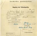 Registo de velocípede de marca Nacional, com o nº 1040, em nome de António Manuel Tomás, morador em Maceira.