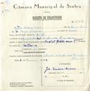 Registo de velocípede de marca Montel com motor Alma, com o nº 5754, em nome de João Teixeira Soares, morador em Algueirão.