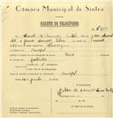 Registo de velocípede de marca Raio, com o nº 6488, em nome de Daniel de Assunção Santos, morador em Mucifal.