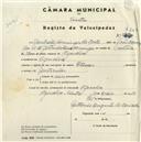 Registo de velocípede com o nº 4650, em nome de Garibaldi Domingos da Costa, morador em Agualva.