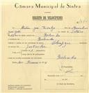 Registo de velocípede de marca Olimpique, com o nº 7670, em nome de Artur José Fidalgo, morador em Bolembre.