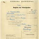 Registo de velocípede de marca Champion, com o nº 1220, em nome de Armando de Melo, morador em Idanha.