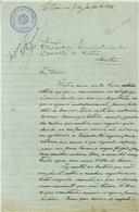 Ofício dirigido ao Administrador do Concelho de Sintra, proveniente da Regedoria de S. Pedro de Penaferrim, João Rodrigues Ferreira, apresentando queixa contra Domingos Esteves, porque estava a encher um regador de água para regar no chafariz de Chão de Meninos, o qual foi mal educado quando lhe chamou a atenção.