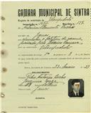 Registo de matricula de velocipedista em nome de António Clemente Bicho, morador em Janas, com o nº de inscrição 1677.