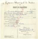 Registo de velocípede de marca Dinar, com o nº 5216, em nome de Fernando Alves Correia, morador em Queluz.