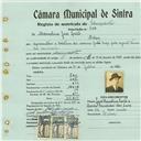 Registo de matricula de velocipedista em nome de Marcolino José Leite, morador em Belas, com o nº de inscrição 412.