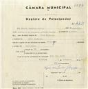 Registo de velocípede de marca Sterling, com o nº 4428, em nome de Eduardo Duarte Pardal, morador em Pero Pinheiro.