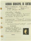 Registo de matricula de velocipedista em nome de José Henrique Duarte, morador em Mem Martins, com o nº de inscrição 1114.