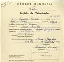 Registo de velocípede de marca Origan, com o nº 3246, em nome de Francisco Curado, morador em Mem Martins.