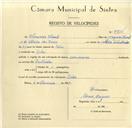Registo de velocípede com o nº 9714, em nome de Américo Vicente, morador em Belas.