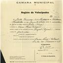 Registo de velocípede de marca Peugeot, com o nº 1213, em nome de Marta Fernandez Arias, moradora em Casas Novas.