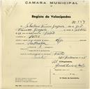 Registo de velocípede de marca Olga, com o nº 564, em nome de Saladino Francisco Jingada, morador em Faião.