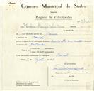 Registo de velocípede de marca Mavic-Ilo, com o nº 9162, em nome de Herdeiros de Henrique Sabino Pedroso, morador em Banzão.