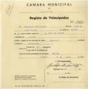 Registo de velocípede de marca Nacional, com o nº 1831, em nome de Domingos José Coelho, morador em Lourel.