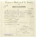 Registo de velocípede de marca Aprilia, com o nº 54, em nome de José Joaquim Pires, morador em Carenque.