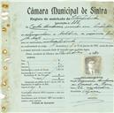 Registo de matricula de velocipedista em nome de Carlos António, morador em Pero Pinheiro, com o nº de inscrição 882.