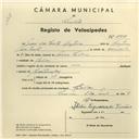 Registo de velocípede com o nº 3983, em nome de José dos Santos Rufino, morador em Belas.