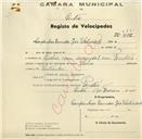 Registo de velocípede de marca Helios, com o nº 675, em nome das Companhias Reunidas de Gás e Eletricidade, com sucursal em Pendão.