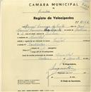 Registo de velocípede de marca Peugeot, com o nº 2062, em nome de Manuel Louceiro da Costa, morador em Mucifal.