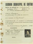 Registo de matricula de velocipedista em nome de Alberto Antunes Domingues, morador em Manique, com o nº de inscrição 1084.