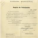 Registo de velocípede de marca J.M.N.,com o nº 1373, em nome de Alexandre Gonçalves, morador em Pendão, Vivenda Santa Teresinha.