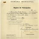 Registo de velocípede de marca Olga, com o nº 900, em nome de Diamantino Duarte Gervásio, morador em Cacem.