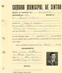 Registo de matricula de velocipedista em nome de Ismael Artilheiro, morador na Granja do Marquês, com o nº de inscrição 1939.