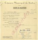 Registo de velocípede de marca Caravela, com o nº 7034, em nome de José Filipe Coelho, morador em Fontanelas.