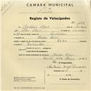 Registo de velocípede de marca Deka, com o nº 1498, em nome de António Dores, morador em Madre Deus.