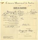 Registo de velocípede com o nº 7052, em nome de Domingos José Fidalgo, morador em Bolembre.