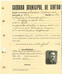 Registo de matricula de cocheiro profissional em nome de José Luís Vasconcelos Sousa, morador em Sintra, com o nº de inscrição 597.