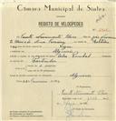 Registo de velocípede de marca Cicles Pombal, com o nº 6932, em nome de Fausto Nascimento Claro, morador em Algueirão.