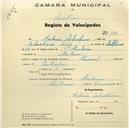 Registo de velocípede de marca Nacional, com o nº 591, em nome de António Salustiano, morador em Morelena.