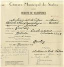 Registo de velocípede de marca Cuciolo, com o nº 6905, em nome de António da Costa Cabau, morador em Queluz.