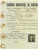 Registo de matricula de velocipedista em nome de Augusto da Silva Gomes, morador na Várzea de Sintra, com o nº de inscrição 1066.