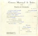 Registo de velocípede de marca L.R.S., com o nº 8817, em nome de José da Horta Capitulo, morador em Queluz.