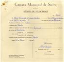 Registo de velocípede de marca Especial, com o nº 9838, em nome de Luís Fernandes de Jesus Isidoro, morador em Idanha.