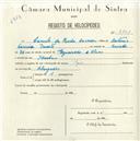 Registo de velocípede de marca Raio, com o nº 5121, em nome de Camilo da Rocha Correia, morador em Idanha.