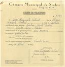 Registo de velocípede com o nº 6379, em nome de José Augusto Cabral, morador em Venda Seca.