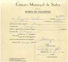 Registo de velocípede com o nº 9876, em nome de Francisco Martins, morador em Sabugo.