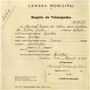 Registo de velocípede de marca Dinar, com o nº 2426, em nome de Manuel Soares da Silva, morador em Linhó.
